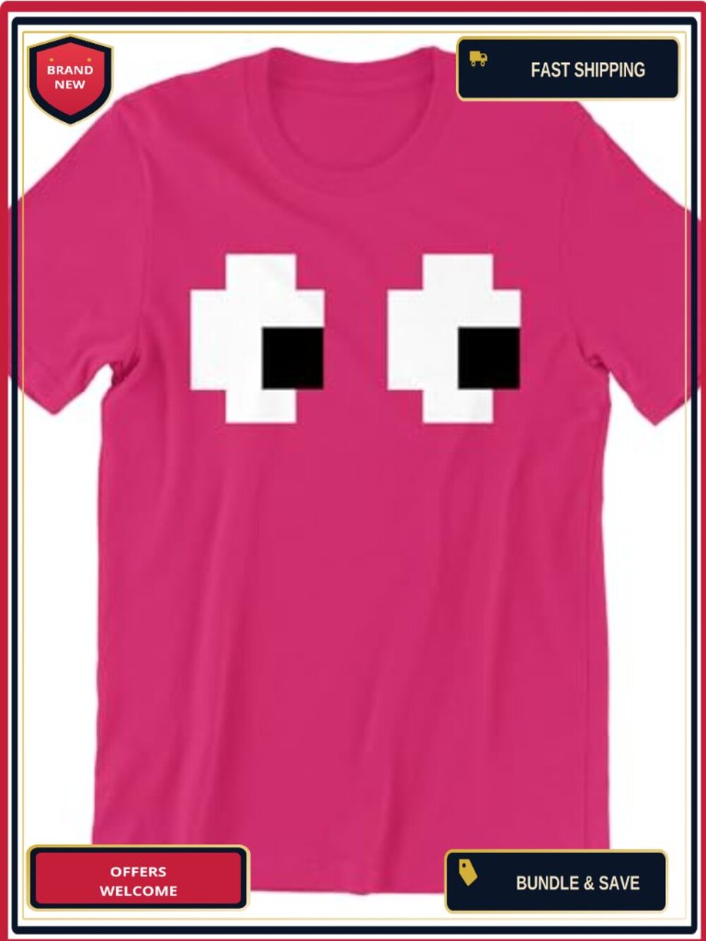Funny Halloween Ghost Eyes Retro Unisex T-Shirt 100% Cotton Crew Neck